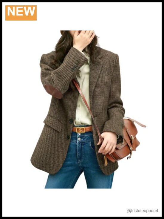 Jackets & Blazers - Wool Blend Plaid Blazer Single Breasted Notch Lapel Work Coat